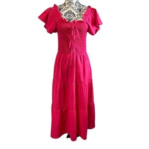 Girl Soul 100% Cotton Women’s Red Flutter Sleeve Dress Sz-Large